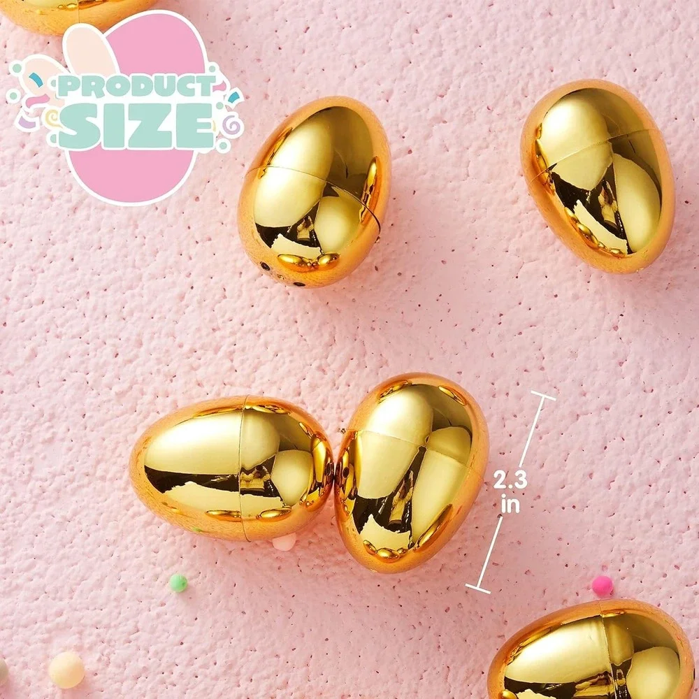 JOYIN 36Pcs Gold Easter Eggs – Metallic Fillable‎ Plastic Basket Stuffer